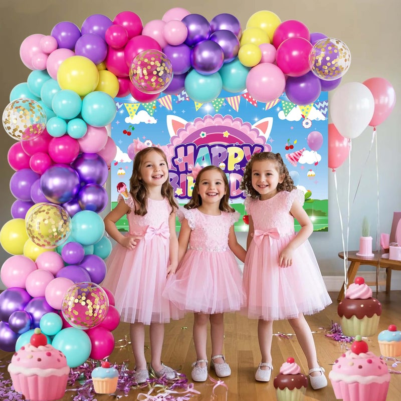 jenmir Doll House Birthday Decorations For Girls,Colorful Balloons Arch Kit,Happy Birthday Banner,Foil Balloon,Party Supplies - Image 5