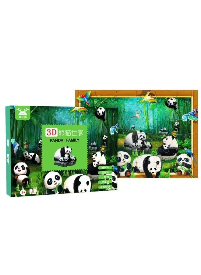 مجموعة أحجيات ورقية على شكل حيوان الباندا، مكونة من 36 قطعة، مناسبة للأطفال من سن 3 إلى 6 سنوات - ألعاب تعليمية مستوحاة من القصص الخيالية، ألغاز تعليمية لمرحلة ما قبل المدرسة للأطفال الصغار والأطفال - Image 1