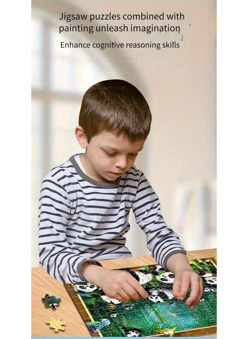 مجموعة أحجيات ورقية على شكل حيوان الباندا، مكونة من 36 قطعة، مناسبة للأطفال من سن 3 إلى 6 سنوات - ألعاب تعليمية مستوحاة من القصص الخيالية، ألغاز تعليمية لمرحلة ما قبل المدرسة للأطفال الصغار والأطفال - Image 2