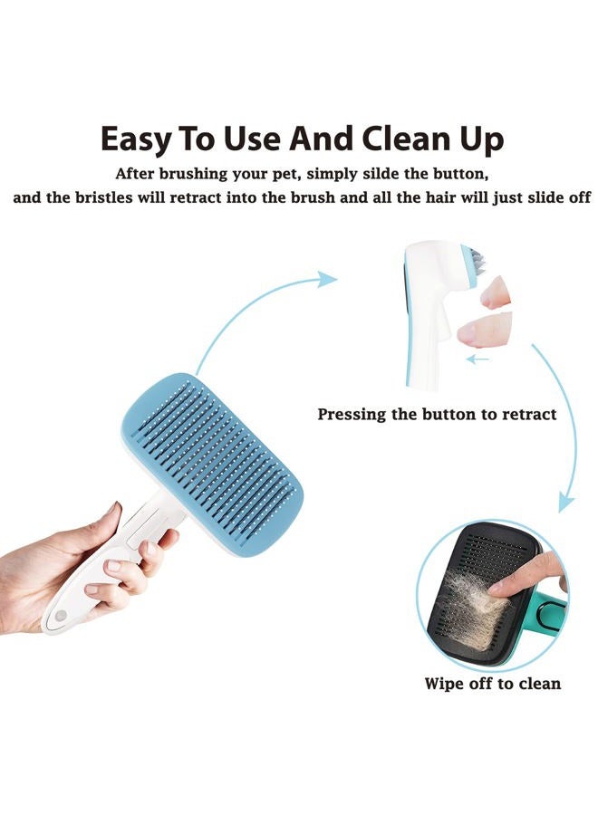 Gavpepy Dog Brush - Self Cleaning Dog and Cat Hair Brush, Efficient Shedding Grooming Tool for Long and Short Haired Dogs & Indoor Cats, Deshedding Comb (Blue) - Image 5