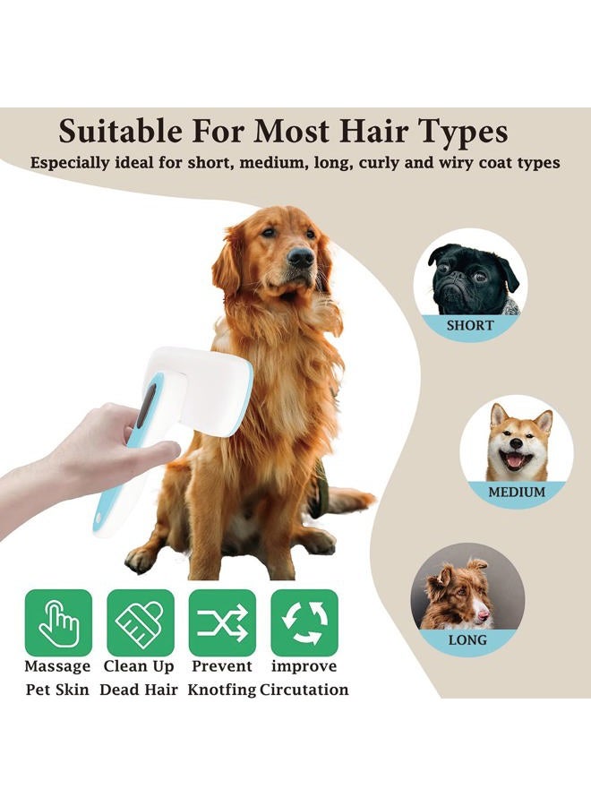 Gavpepy Dog Brush - Self Cleaning Dog and Cat Hair Brush, Efficient Shedding Grooming Tool for Long and Short Haired Dogs & Indoor Cats, Deshedding Comb (Blue) - Image 4