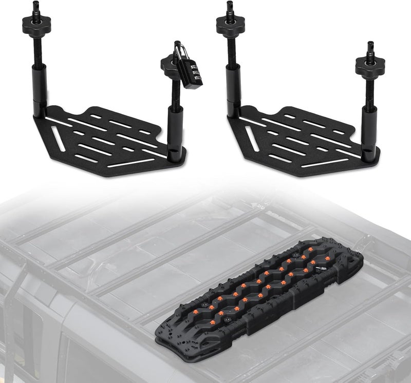 FieryRed Recovery Traction Board Mounting Kit, Universal Roof Rack Fit with Quick-Release Knobs & Anti-Theft Padlock, for Rooftop Platform (Only for 2 Boards) - Image 1