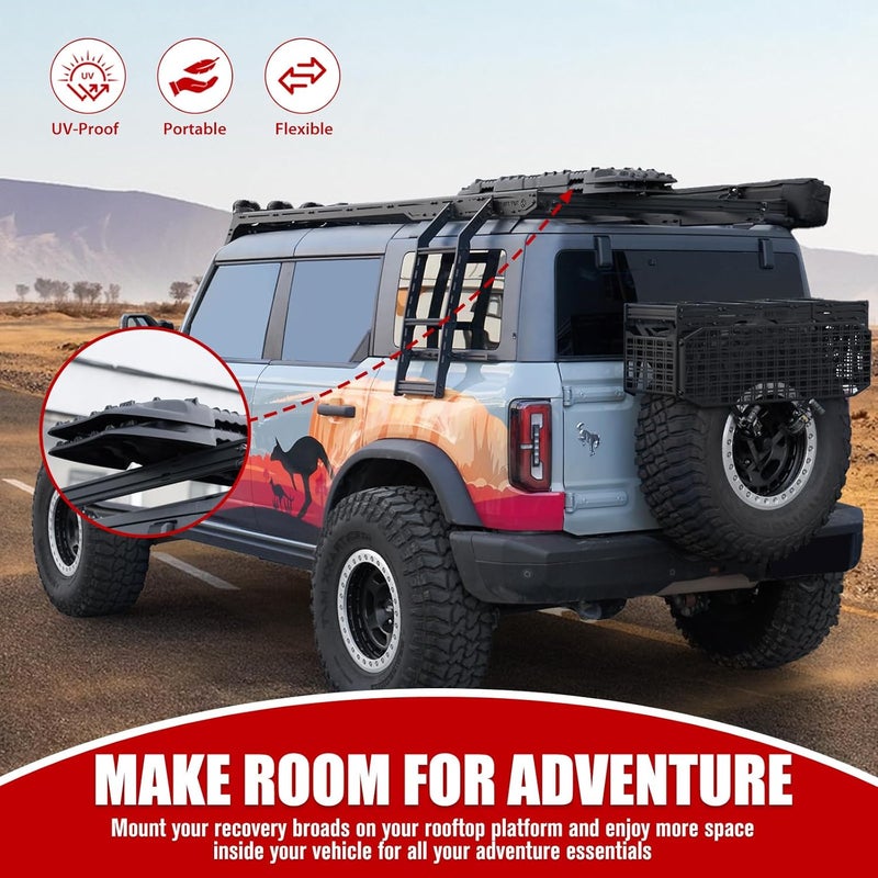 FieryRed Recovery Traction Board Mounting Kit, Universal Roof Rack Fit with Quick-Release Knobs & Anti-Theft Padlock, for Rooftop Platform (Only for 2 Boards) - Image 5