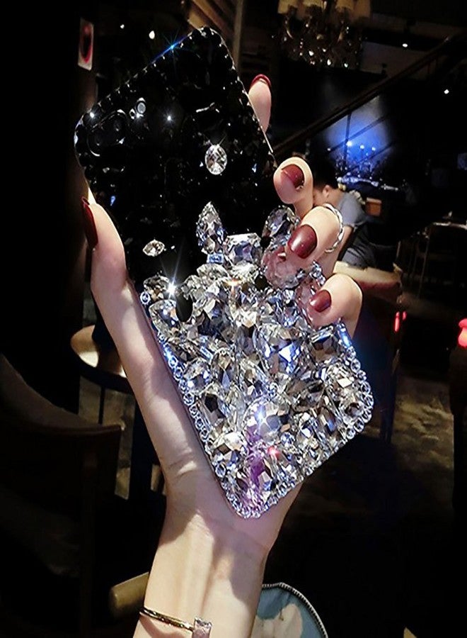 جراب مرصع بالألماس لهاتف سامسونج جالاكسي إس 10 بلس، غطاء خلفي فاخر ثلاثي الأبعاد مصنوع يدويًا مرصع بأحجار الراين الكريستالية اللامعة والشفافة بالكامل مع واقي شاشة لهاتف سامسونج إس 10 بلس - أبيض وأسود - Image 2