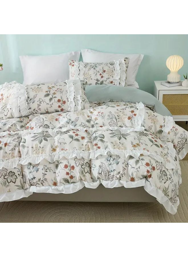 غطاء لحاف مقاس كينغ 80 جرام بوليستر قاعدة بياء مع طباعة نباتات متعددة الألوان - Image 1