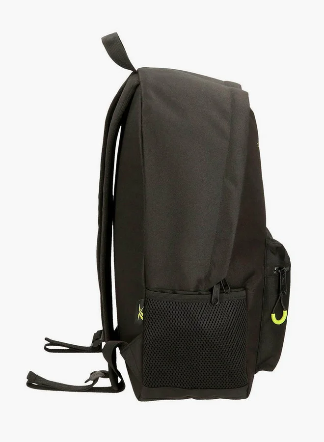 ريبوك حقيبة ظهر مدرسية بطبعة شعار مع أحزمة قابلة للتعديل وإغلاق بسحاب