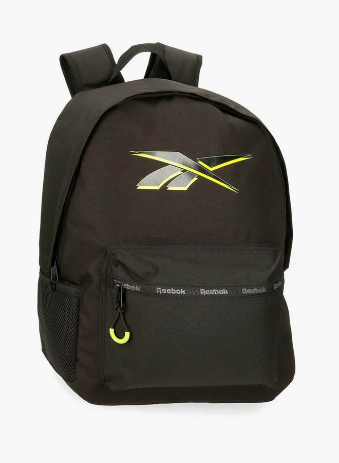 Logo Print School Backpack with Adjustable Straps and Zip Closure - 38x19x43 cm