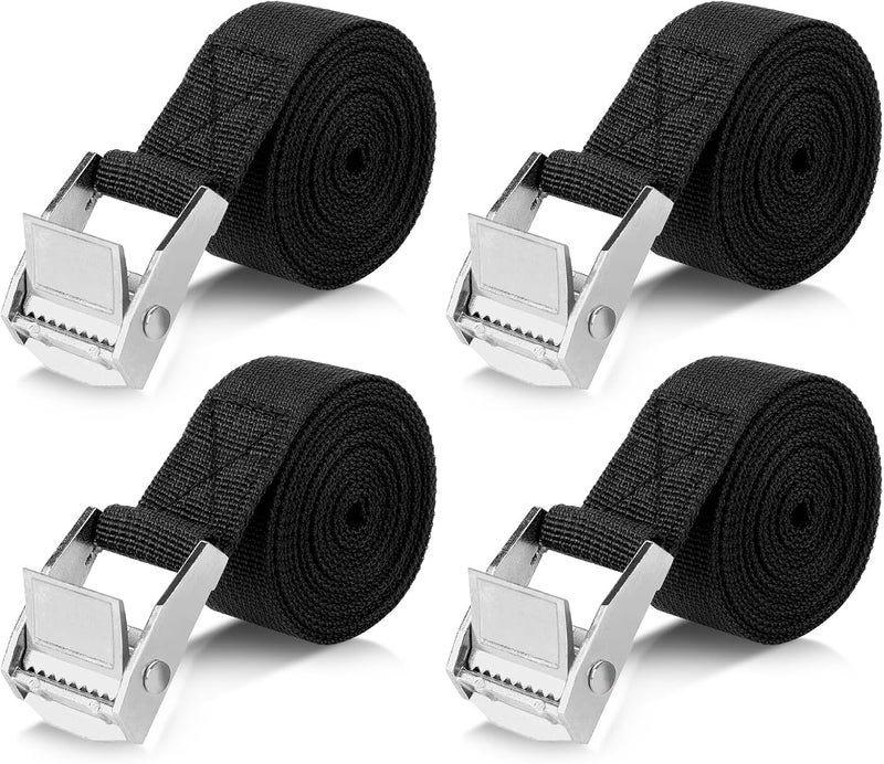 ROMON Lashing Straps 2 m, Pack of 4 Lashing Straps Short 25 mm Wide, Lashing Straps with Clamping Lock, Mounting Straps Maximum Load 250 kg, Lashing Strap for Bicycle, Motorcycle, Sack Truck, Truck - Image 1