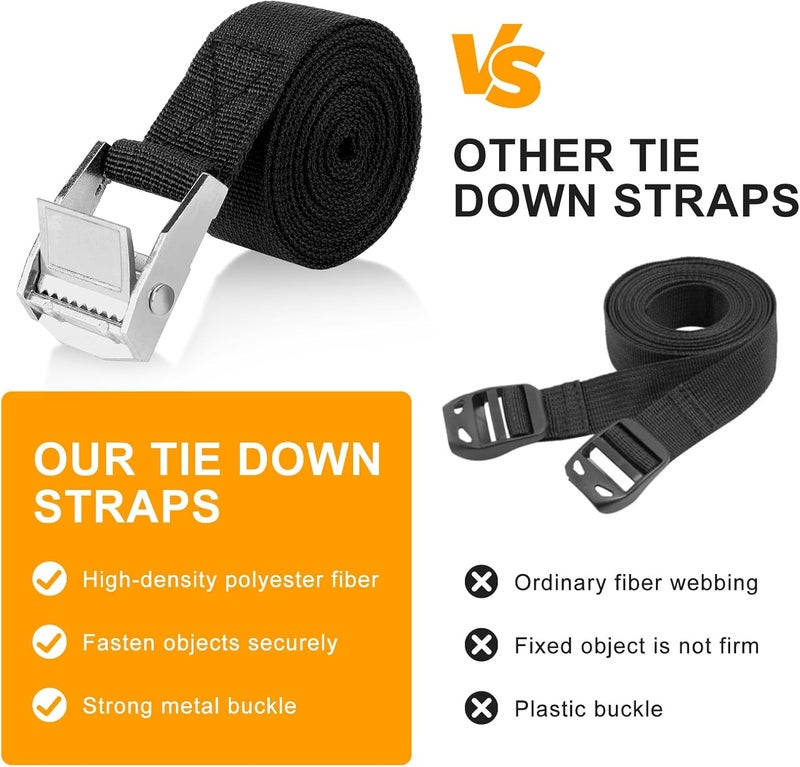 ROMON Lashing Straps 2 m, Pack of 4 Lashing Straps Short 25 mm Wide, Lashing Straps with Clamping Lock, Mounting Straps Maximum Load 250 kg, Lashing Strap for Bicycle, Motorcycle, Sack Truck, Truck - Image 3