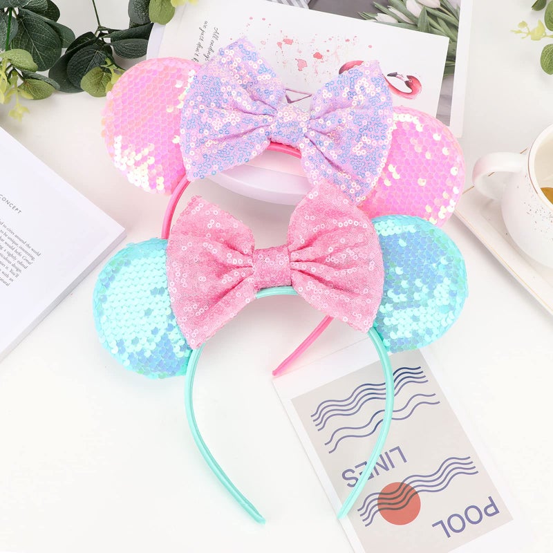 DRESHOW Mouse Ears Bow Headbands Glitter Party Decoration Cosplay Costume for Women - Image 4