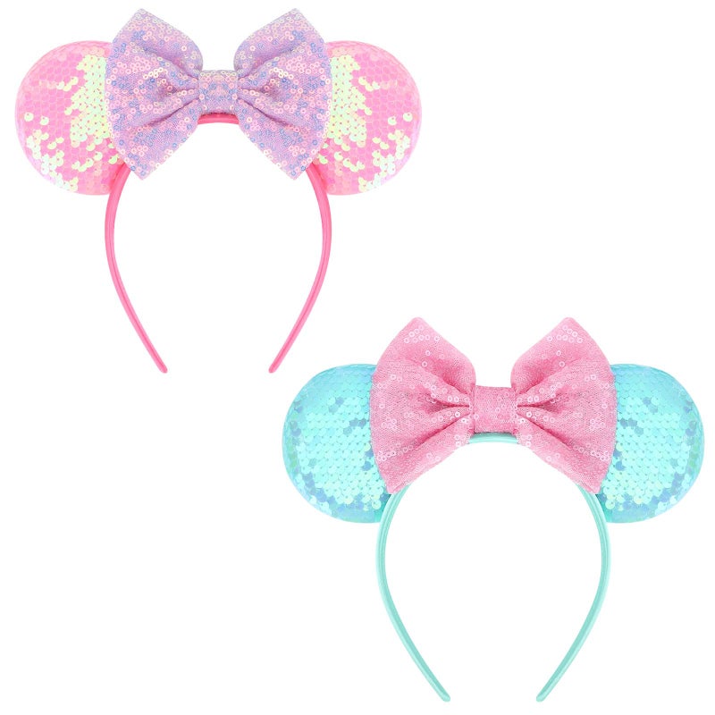 DRESHOW Mouse Ears Bow Headbands Glitter Party Decoration Cosplay Costume for Women - Image 1