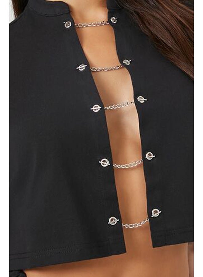 FOREVER 21 Cutout Chain-Strap Cropped Tee - Image 5