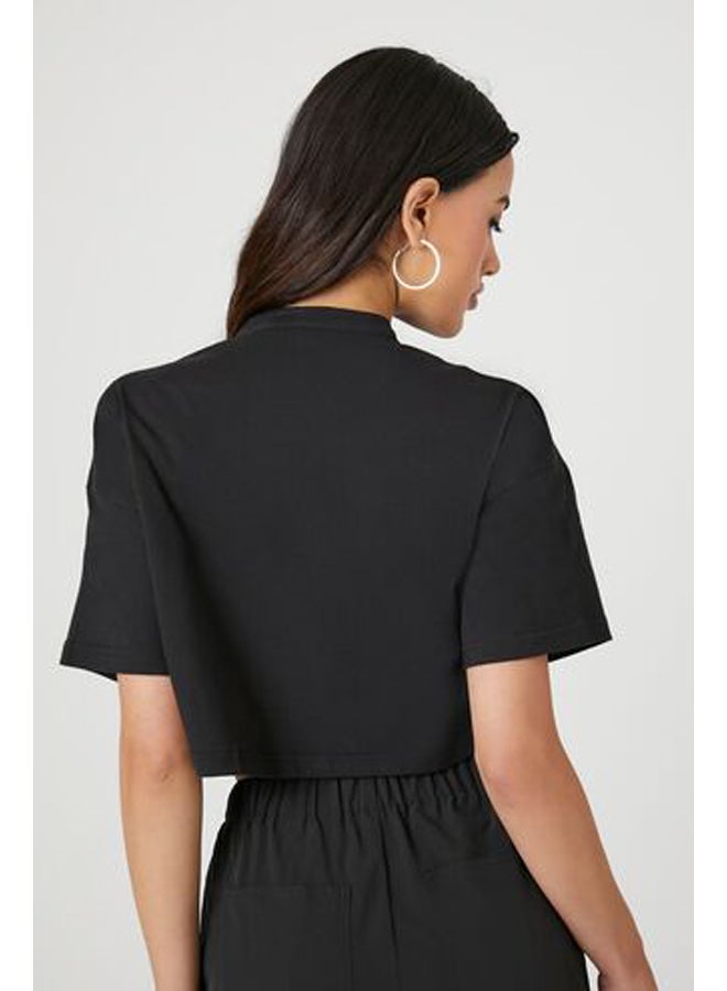 FOREVER 21 Cutout Chain-Strap Cropped Tee - Image 3