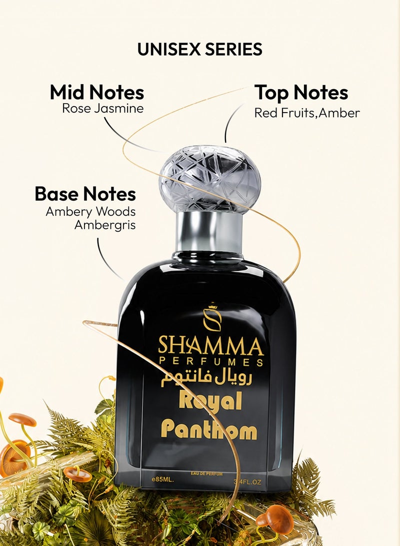 SHAMMA PERFUMES Shamma Parfumes Royal Panthom 85ml – Best Men’s Perfume, Luxury Fruity Oriental Fragrance, Long-Lasting Amber & Red Fruits, Elegant Scent for Events and Daily Wear, Top Perfume for Men - Image 3