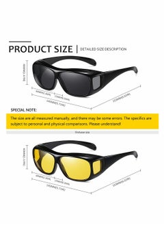 Excefore 2 Pcs Glasses Wrap Arounds Male Driver Driving Mirror Multifunctional Sunglasses Night Vision Goggles  - Image 2