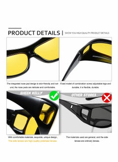 Excefore 2 Pcs Glasses Wrap Arounds Male Driver Driving Mirror Multifunctional Sunglasses Night Vision Goggles  - Image 3