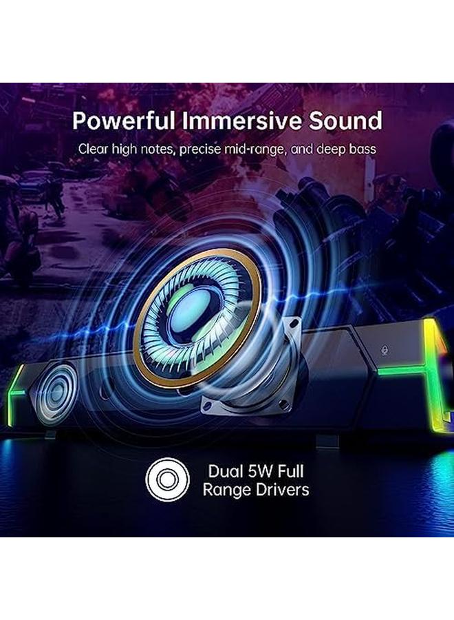 إكسفور مكبرات صوت للكمبيوتر لشاشة سطح المكتب، شريط صوت بلوتوث ديناميكي RGB، مكبرات صوت للكمبيوتر تعمل بالبلوتوث وUSB مع ميكروفون، مكبرات صوت ستيريو هاي فاي للألعاب لسطح المكتب - Image 2