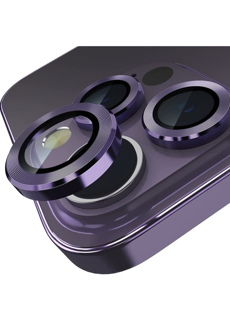 حامي عدسة كاميرا آيفون 14 برو / آيفون 14 برو ماكس، زجاج مقسى HD مضاد للخدش، غطاء حماية عدسة، حلقة عدسة معدنية فردية 2022، بنفسجي - Image 1