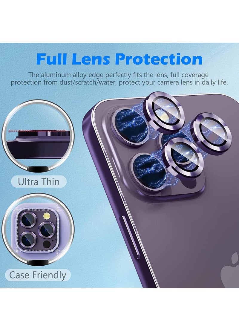 حامي عدسة كاميرا آيفون 14 برو / آيفون 14 برو ماكس، زجاج مقسى HD مضاد للخدش، غطاء حماية عدسة، حلقة عدسة معدنية فردية 2022، بنفسجي - Image 5