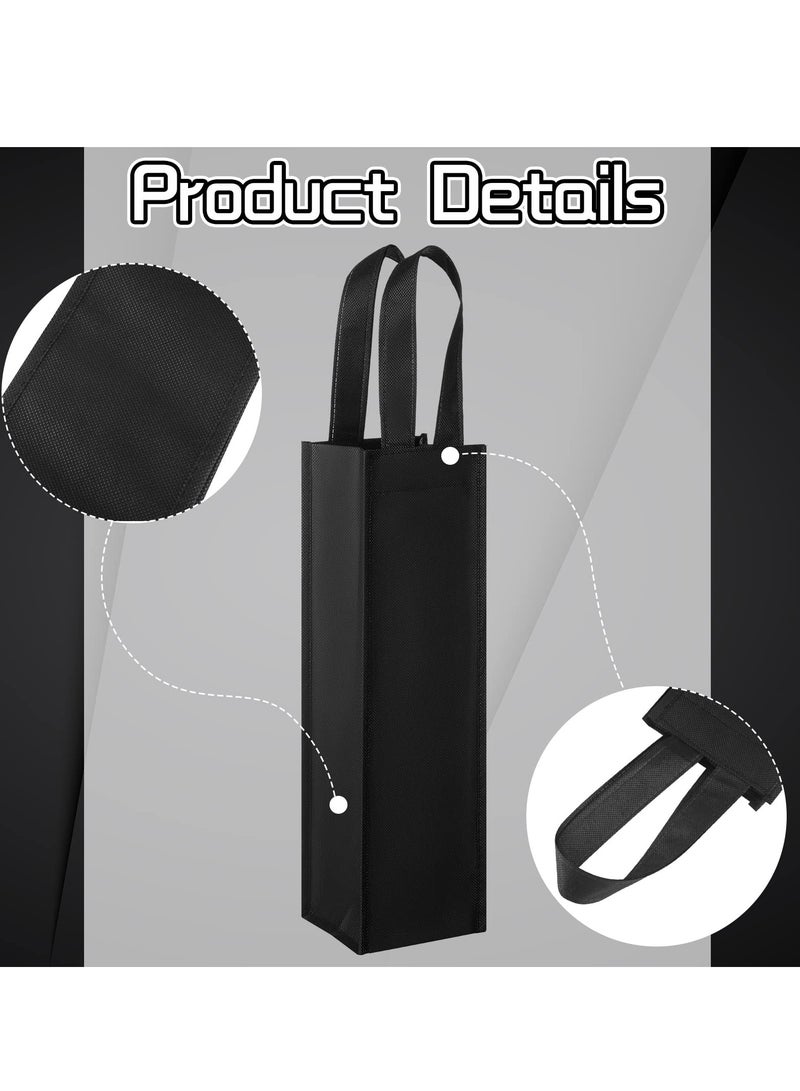 23-Pack Black Single Wine Bottle Gift Bags - Non-Woven Fabric, Reusable Tote Bags with Handles - Ideal for Weddings, Birthdays, Dinner Parties - Bulk Wine Carrier Bags - Image 3