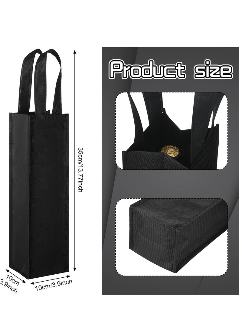23-Pack Black Single Wine Bottle Gift Bags - Non-Woven Fabric, Reusable Tote Bags with Handles - Ideal for Weddings, Birthdays, Dinner Parties - Bulk Wine Carrier Bags - Image 2