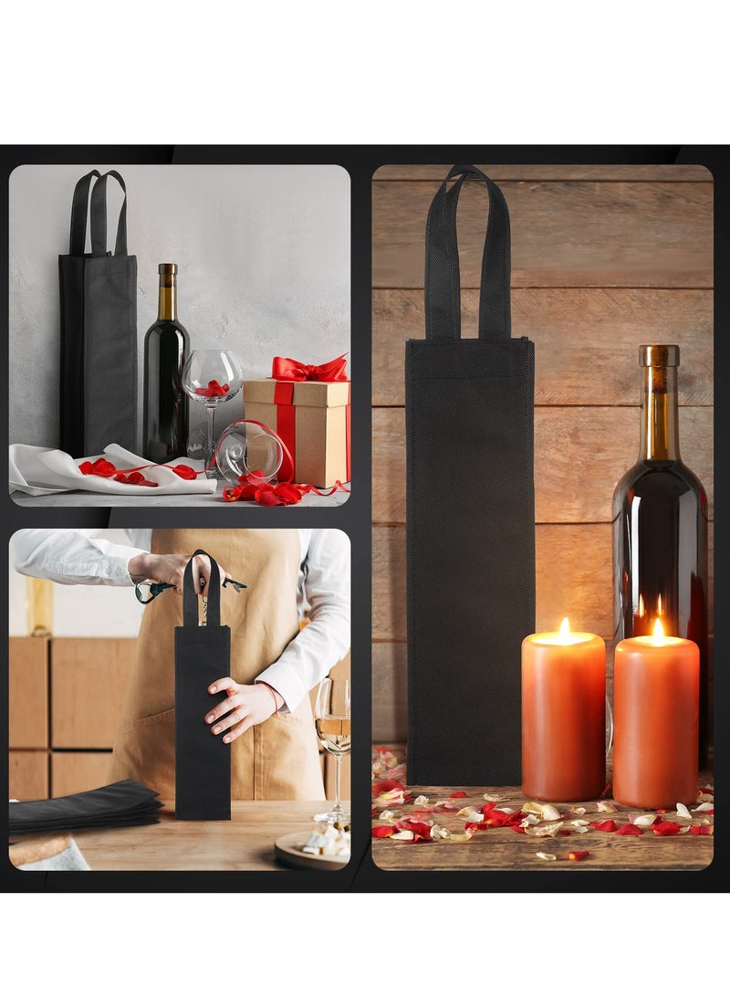 23-Pack Black Single Wine Bottle Gift Bags - Non-Woven Fabric, Reusable Tote Bags with Handles - Ideal for Weddings, Birthdays, Dinner Parties - Bulk Wine Carrier Bags - Image 5