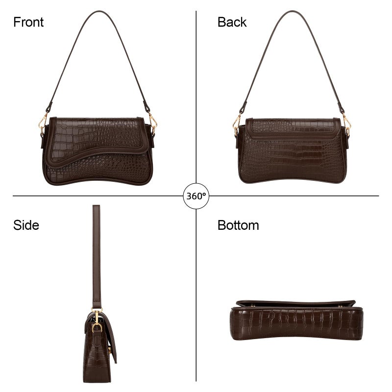 KKXIU Shoulder Bag for Women Small Clutch Purses Cute Hobo Handbag Trendy Underarm Bag-S,Coffee - Image 5