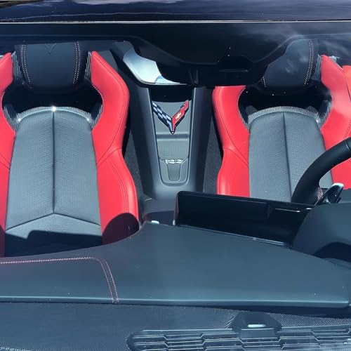 SR1 Performance C8 Corvette Waterfall Wireless Phone Charging Bay Crossed Flag Emblem Decal - 4.5" x 4.5" Logo USA Made for 2020-2026 Corvettes (Black) - Image 2