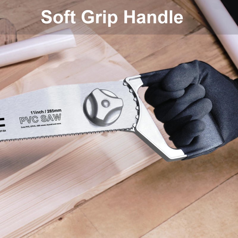 HAUTMEC Heavy Duty 11-Inch PVC/ABS Pipe Saw And General Purpose Hand saw, Adjustable Cutting Angle, For Cutting Pipe In Tight Spaces, for Trimming, Gardening, Wood, Drywall, And Plastic HT0027-SA - Image 5