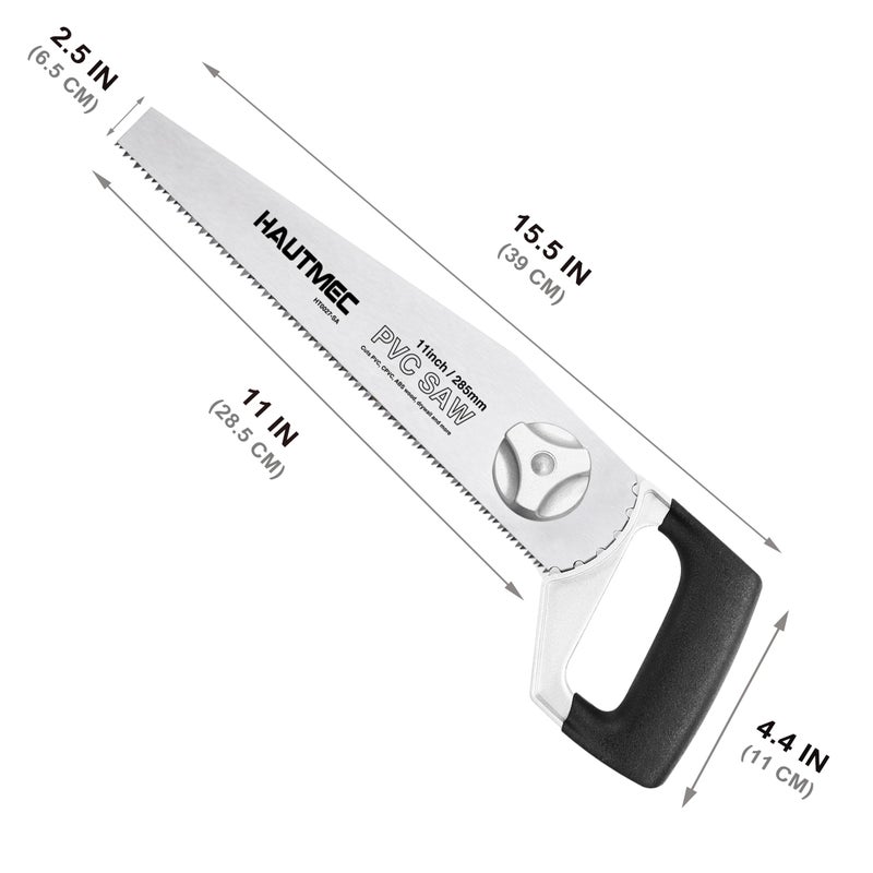 HAUTMEC Heavy Duty 11-Inch PVC/ABS Pipe Saw And General Purpose Hand saw, Adjustable Cutting Angle, For Cutting Pipe In Tight Spaces, for Trimming, Gardening, Wood, Drywall, And Plastic HT0027-SA - Image 3
