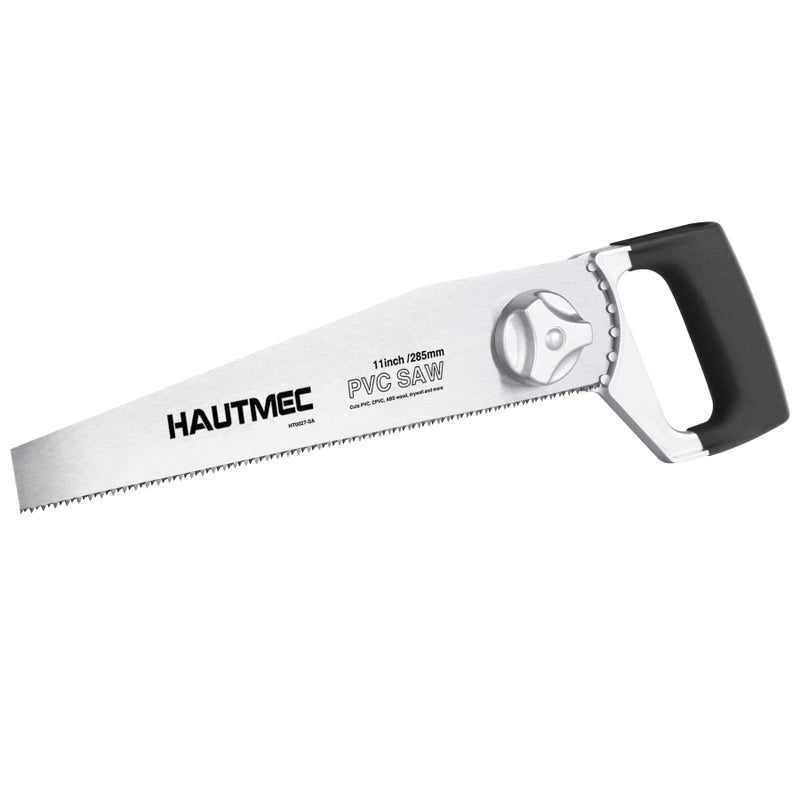 HAUTMEC Heavy Duty 11-Inch PVC/ABS Pipe Saw And General Purpose Hand saw, Adjustable Cutting Angle, For Cutting Pipe In Tight Spaces, for Trimming, Gardening, Wood, Drywall, And Plastic HT0027-SA - Image 1