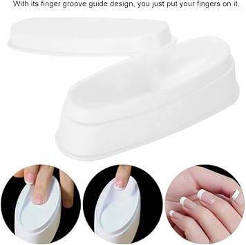 Brrnoo french tip dipping tray Rotekt Portable White Nail Dipping Powder Tray Manicure Mould Nail Container - Image 2