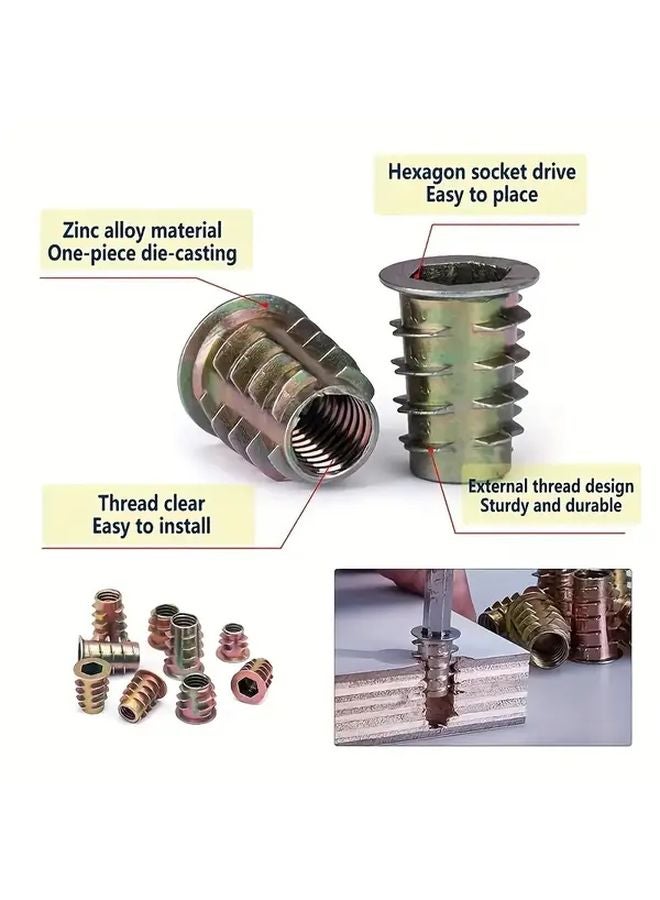 165pcs Heavy Duty Wood Thread Insert Kit With Zinc Coated Bolts Nuts For Furniture Assembly - Image 4