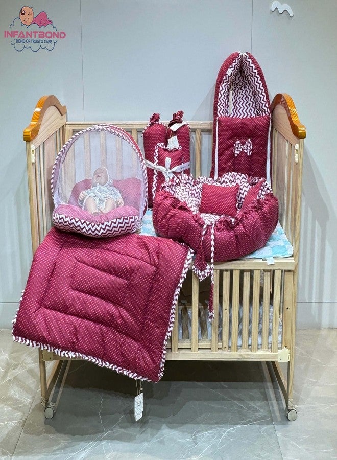 Infantbond Cotton Complete Bedding Set Essentials Combo for Baby (0-6 Months) (Red Polka) - Image 3