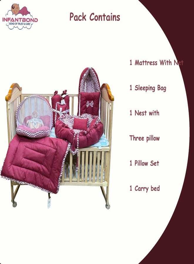 Infantbond Cotton Complete Bedding Set Essentials Combo for Baby (0-6 Months) (Red Polka) - Image 2