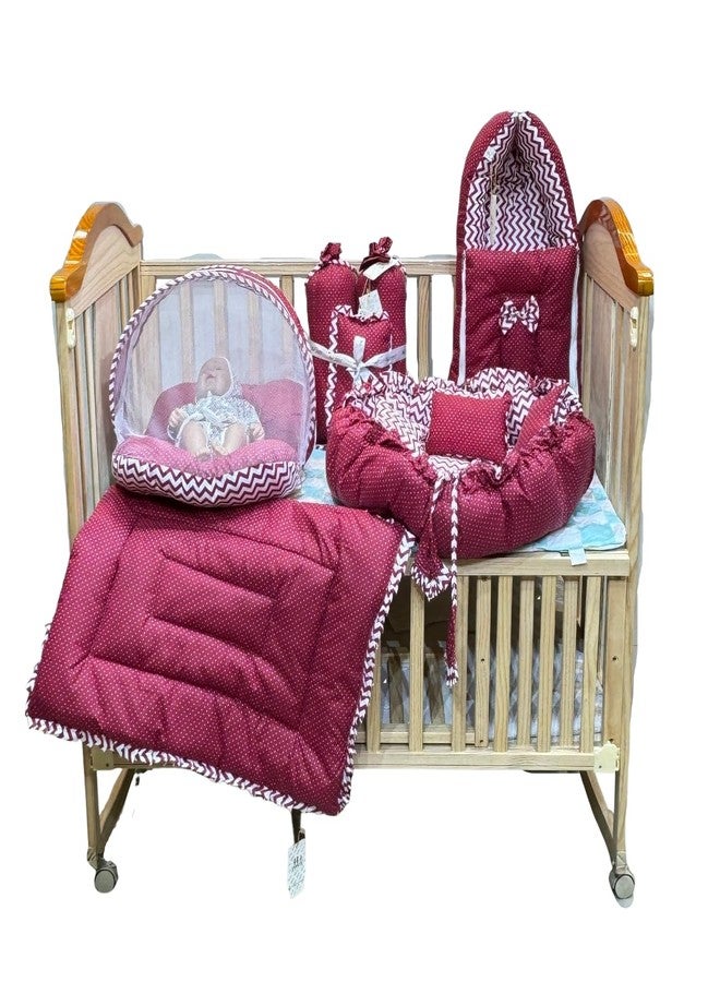 Infantbond Cotton Complete Bedding Set Essentials Combo for Baby (0-6 Months) (Red Polka) - Image 1
