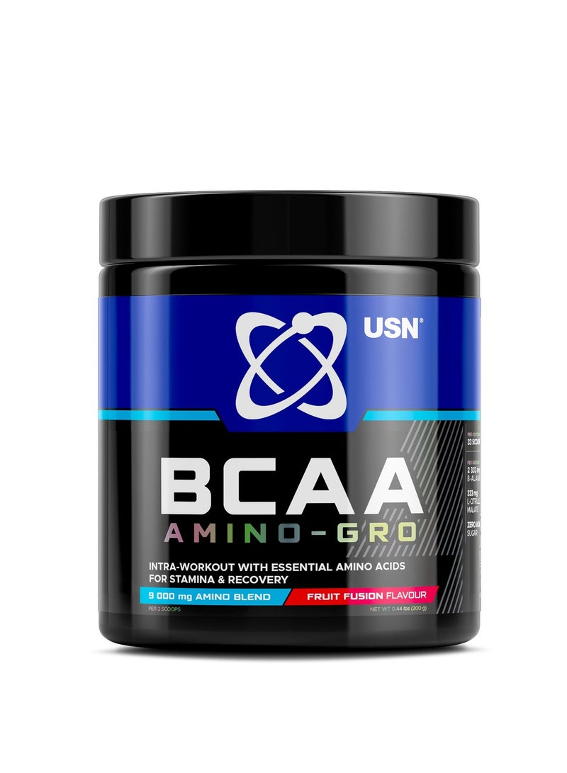USN BCAA Amino Gro Wild Fruit Fusion 200 جرام، يزيد من نمو العضلات