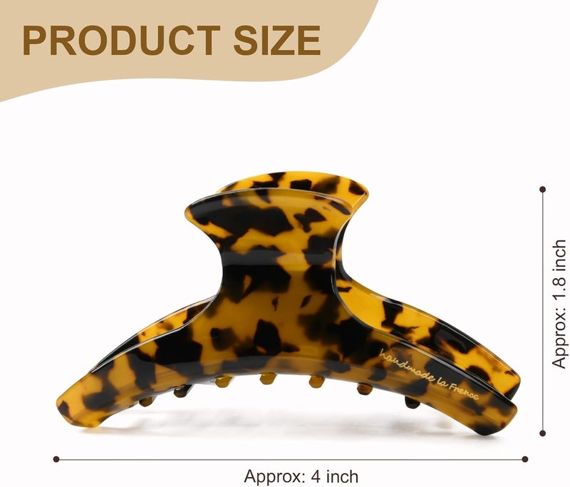 Aileam 2 Pack Hair Claw Clips Women Large Tortoise Hair Clip French Design Barrettes Celluloid Leopard Print Accessories Jaw Clips for Thick Hair - Image 3