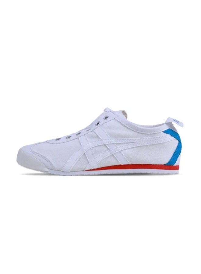 Onitsuka Tiger MEXICO 66 Slip-On Canvas Casual Sneakers Colorblock White/Checkered Blue - Lace-Free Flat Round Toe Lifestyle Shoes for Men and Women, Ages 10+ - Image 1