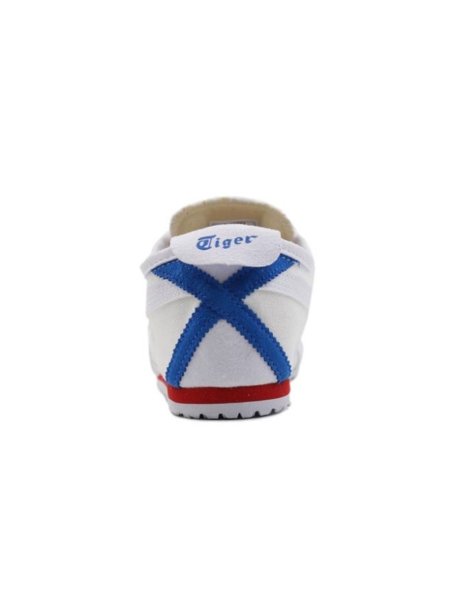 Onitsuka Tiger MEXICO 66 Slip-On Canvas Casual Sneakers Colorblock White/Checkered Blue - Lace-Free Flat Round Toe Lifestyle Shoes for Men and Women, Ages 10+ - Image 4