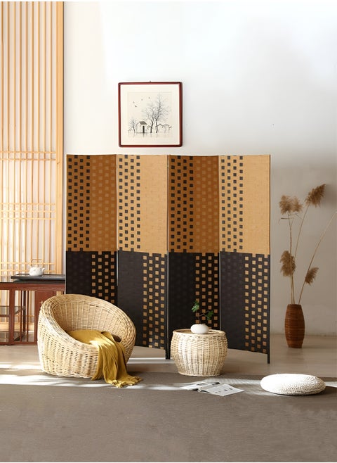 6FT Room Dividers Wall Privacy Screen 4-Panel Foldable Wooden Partition with Hand-Woven Mesh Design Freestanding and Portable Wall Separator for Home Office Bedroom and Indoor Spaces Lightweight Sturdy Breathable and Space-Saving Room Divider for Enhanced Privacy and Decorative Use