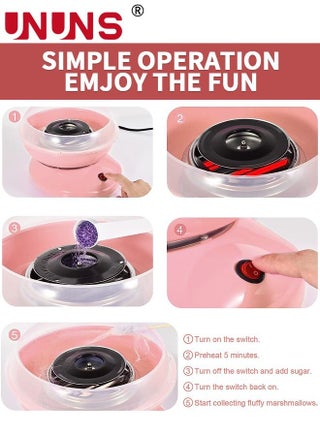 Cotton Candy Machine,Portable Cotton Candy Maker,DIY Marshmallow Machine With Large Splash-Proof Plate For Home Birthday Family Party Cinema - view 3