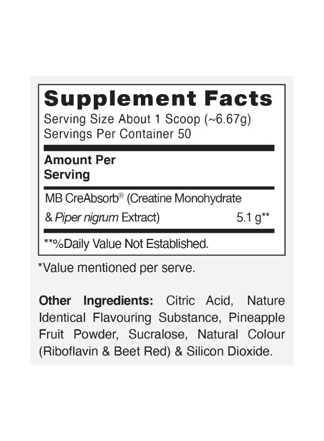 مسل بلايز كريم كرياتين أحادي الهيدرات من MuscleBlaze Micronised (بنكهة الحمضيات، 0.735 رطل / 333.5 جم) - Image 2