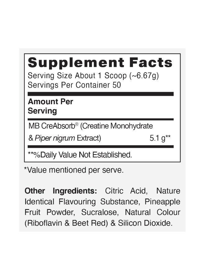 مسل بلايز كريم كرياتين أحادي الهيدرات من MuscleBlaze Micronised (بنكهة الحمضيات، 0.735 رطل / 333.5 جم) - Image 2
