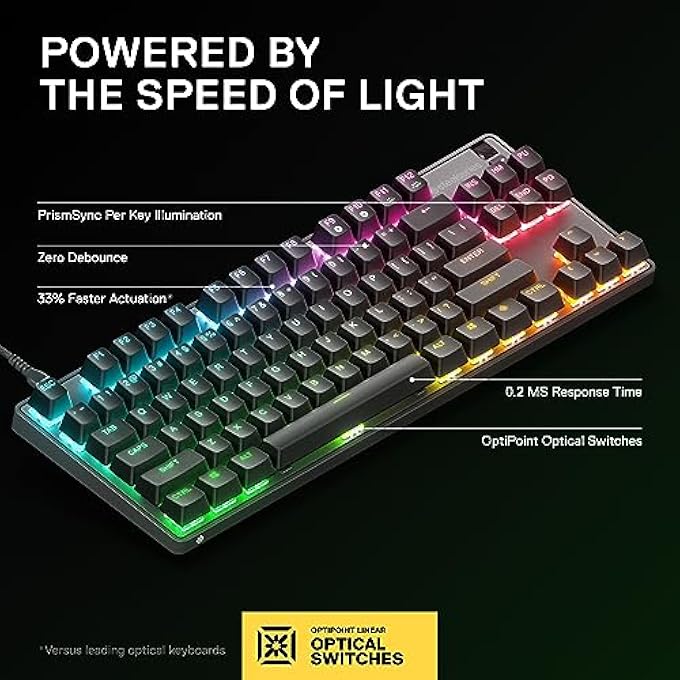 rayihni كيبورد ميني APEX 9 TKL الجديد – مفاتيح بصرية قابلة للتبديل – تصميم TKL للألعاب – مفاتيح بصرية – تخصيص RGB – إطار من سبائك الألمنيوم – مفاتيح PBT مزدوجة الطباعة - Image 3