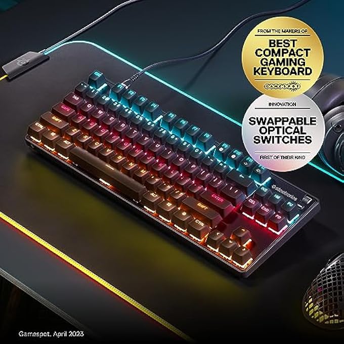 rayihni كيبورد ميني APEX 9 TKL الجديد – مفاتيح بصرية قابلة للتبديل – تصميم TKL للألعاب – مفاتيح بصرية – تخصيص RGB – إطار من سبائك الألمنيوم – مفاتيح PBT مزدوجة الطباعة - Image 2