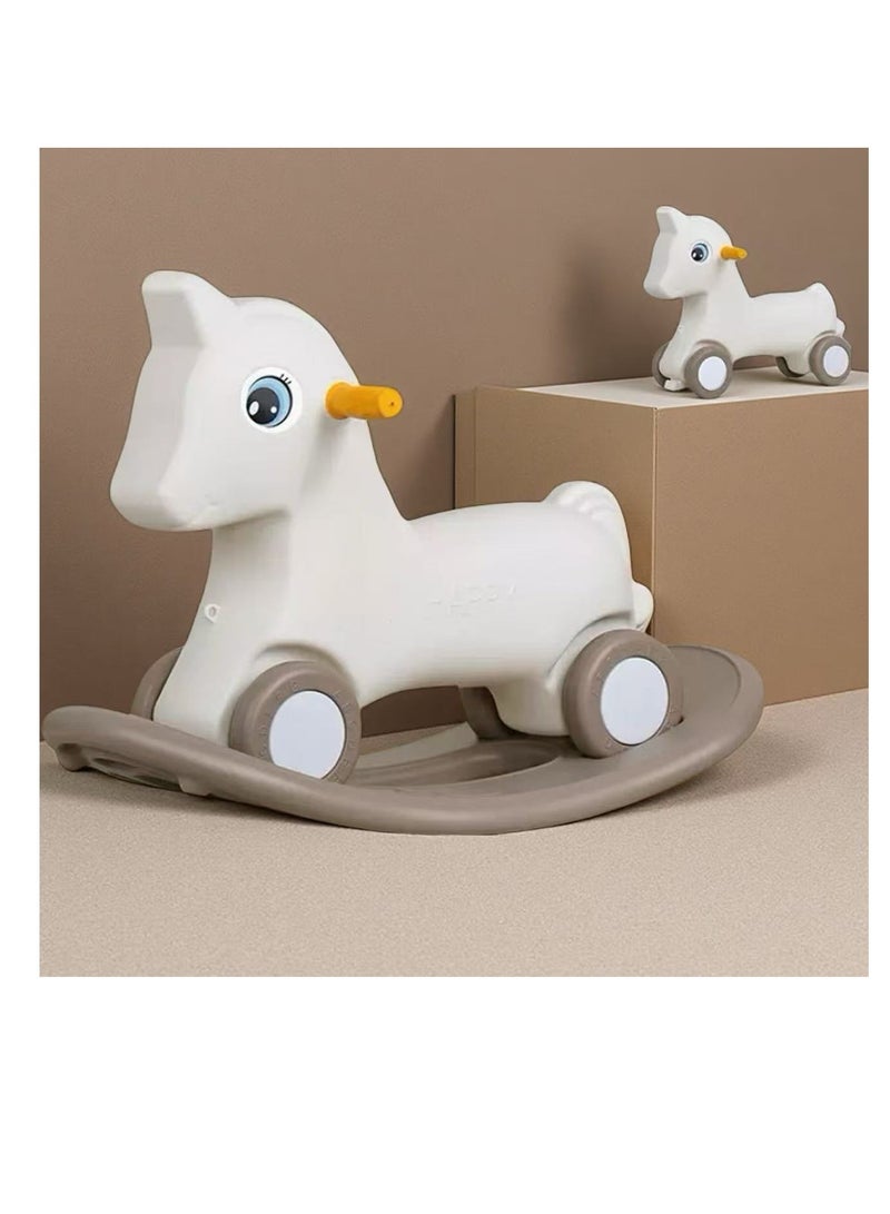 CityRiya-Long 2 in 1 Toddler Rocking Horse & Sliding Car with Detachable Balance Board, Silence Wheels - Kids Indoor Outdoor Ride On Toy, Baby Walker, Toddler Balance Bike for Early Education, 2 Modes, Suitable for 1-5 Years（White）  - Image 1