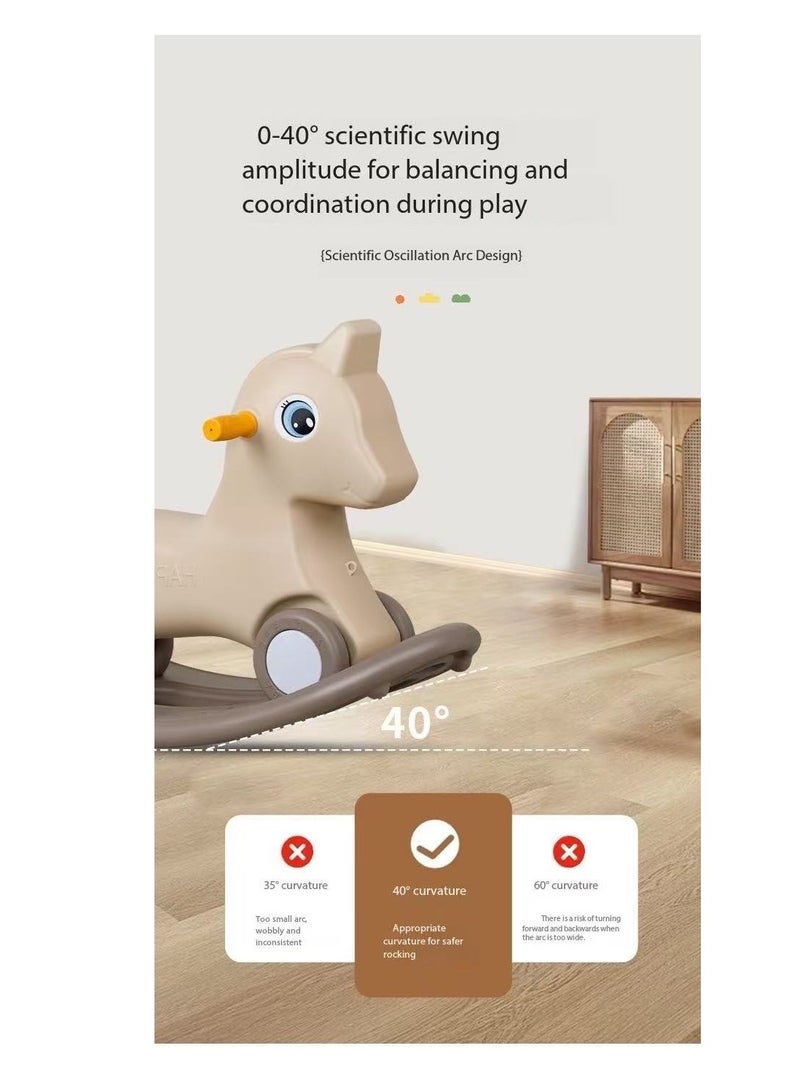 CityRiya-Long 2 in 1 Toddler Rocking Horse & Sliding Car with Detachable Balance Board, Silence Wheels - Kids Indoor Outdoor Ride On Toy, Baby Walker, Toddler Balance Bike for Early Education, 2 Modes, Suitable for 1-5 Years（White）  - Image 3