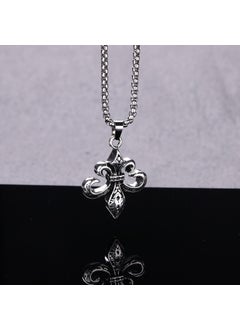 Retro Cross Pendant Necklace Unisex Cross Scout flower/square pearl chain 70cm