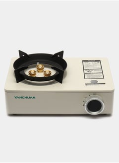 YanChuan Portable Camping Stove, Butane Gas Stove With Carrying Case For Cooking, Picnics, Hiking, BBQ Grilling Stainless Steel Single Burner White  - Image 1